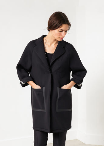 Neoprene Flower Coat in Black - michael-dev