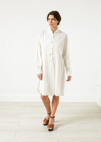 Pleated Sleeve Tunic in White - michael-dev