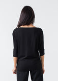 Boat Neck Top in Black - michael-dev