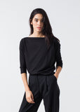 Boat Neck Top in Black - michael-dev
