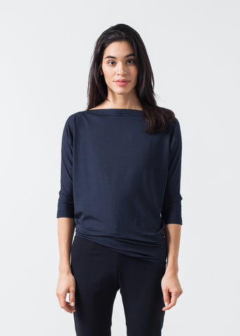 Boat Neck Top in Marine - michael-dev
