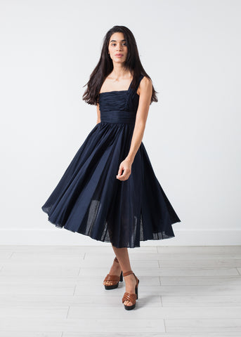One Shoulder Dress in Navy - michael-dev