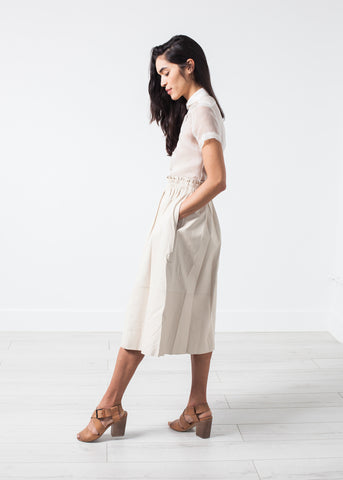 Eulera Leather Skirt in Cream - michael-dev