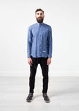 Linen Button Up in Blue Diamond - michael-dev
