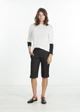 Square Stitch Knee Short in Black - michael-dev