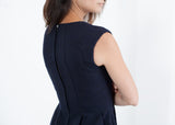 Pleated Rita Dress in Dark Navy - michael-dev