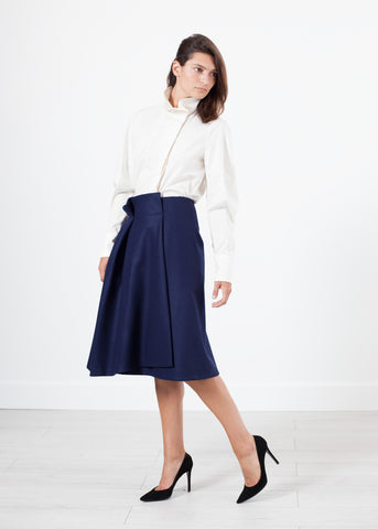 Full Collar Poplin Blouse in Off White - michael-dev