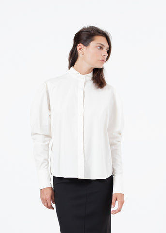 Trim Collar Poplin Blouse in Off White - michael-dev