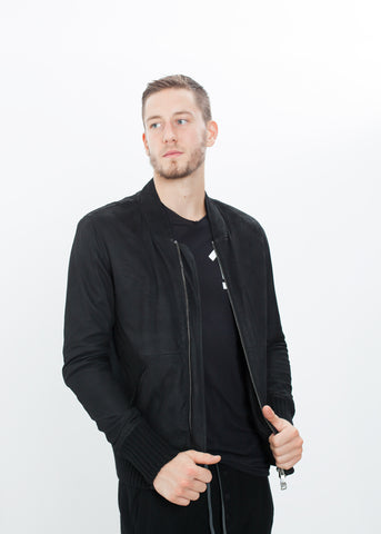 Broken Leather Bomber in Black - michael-dev