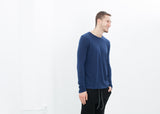Cashmere Jersey Long Sleeve Tee in Navy - michael-dev