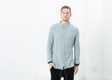 Kasuri Jersey Button-Up in Blue Grey - michael-dev