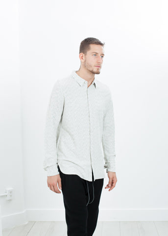 Kasuri Jersey Button-Up in Ivory/Black - michael-dev