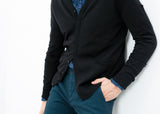 Hidden Placket Cardigan in Black - michael-dev