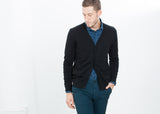 Hidden Placket Cardigan in Black - michael-dev