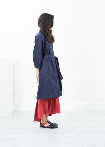 Sateen Trench in Navy - michael-dev
