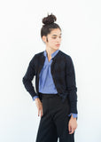 Quilt Pattern Cardigan in Black/Navy - michael-dev