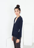 Square Cardigan in Navy - michael-dev