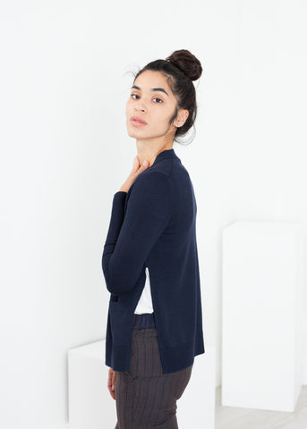 Square Cardigan in Navy - michael-dev