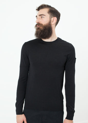 Button Shoulder Pullover in Black - michael-dev