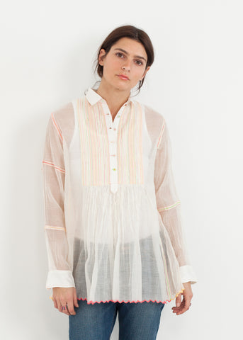 Sheer Rainbow Blouse in White - michael-dev