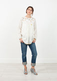 Floral Front Peasant Blouse in White - michael-dev