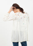 Floral Front Peasant Blouse in White - michael-dev