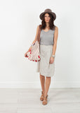 Woven Oversized Tote in Red Stripe - michael-dev