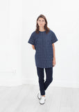 Quilted Mesh Mini Dress in Navy - michael-dev