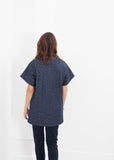 Quilted Mesh Mini Dress in Navy - michael-dev