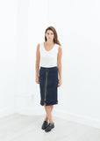 Contrast Zipper Skirt in Navy - michael-dev
