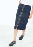 Contrast Zipper Skirt in Navy - michael-dev