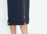 Contrast Zipper Skirt in Navy - michael-dev