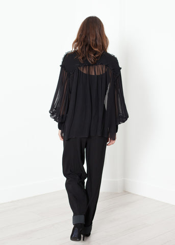 Poet Silk Sweater in Black - michael-dev