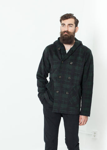 Double Breasted Hoodie in Forest Plaid - michael-dev