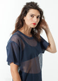 Mesh Over Tee in Navy - michael-dev