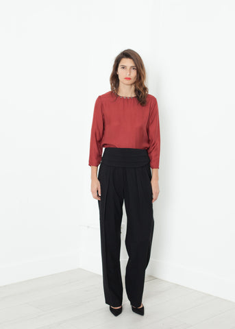 Pleated Waistband Trouser in Black - michael-dev