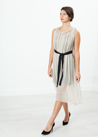 Chiffon Cape Back Dress in Sand - michael-dev