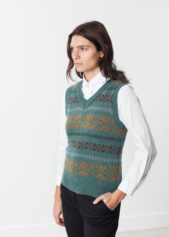 Fair Isle Vest in Army - michael-dev