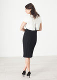 Layered Contrast Dress in Cream/Black - michael-dev