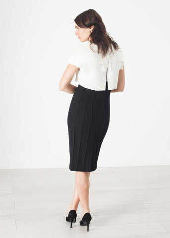Layered Contrast Dress in Cream/Black - michael-dev