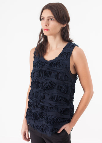 Ruffled Tank Top in Navy - michael-dev