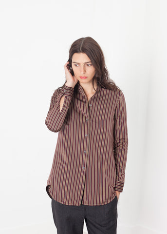 Sheen Button-Up in Red/Tan - michael-dev