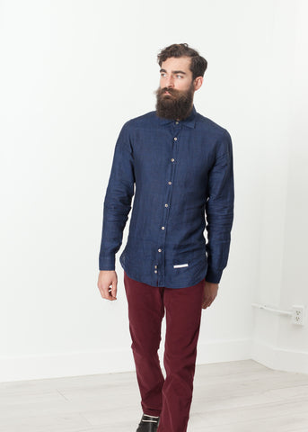 Button Up Shirt in Navy - michael-dev