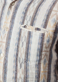 Linen Western Shirt in Beige/Blue - michael-dev