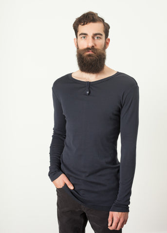 Cotton Henley in Blue Grey - michael-dev