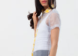 Sheer Button-Up Blouse in Pale Blue - michael-dev