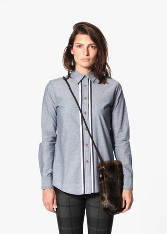 Chambray Boyfriend Shirt in Blue - michael-dev