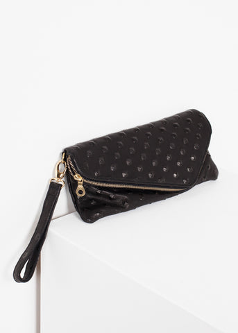 Roxanne Leather Clutch in Black - michael-dev