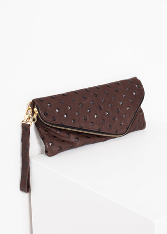 Roxanne Leather Clutch in Brown - michael-dev