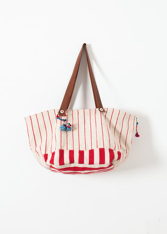 Woven Oversized Tote in Red Stripe - michael-dev